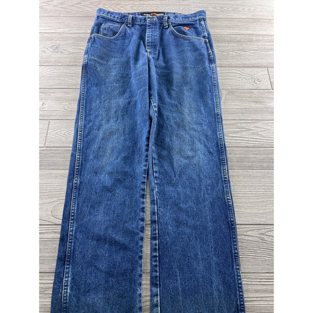 Wrangler FR Flame Resistant Relaxed Fit Jeans Mens 35x35 Dark Wash Workwear